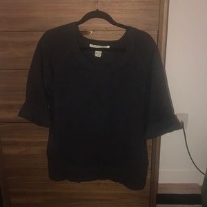 Charcoal sweater with pockets. Hits below hips